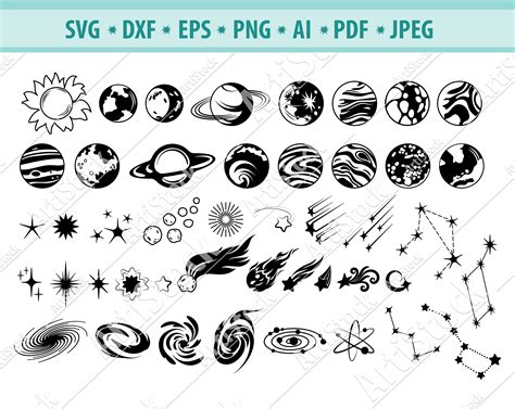 Space Bodies Svg Astronomy Svg Space Clipart Stars Svg Cut File