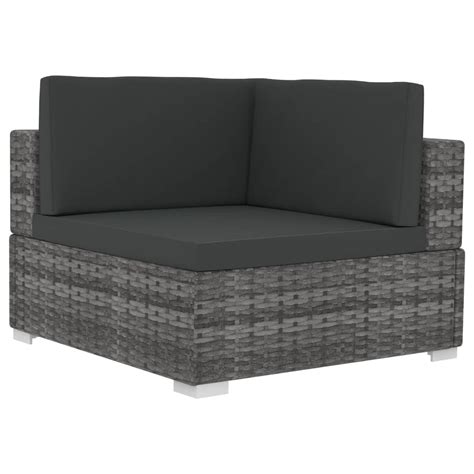 VidaXL 3 Delige Loungeset Met Kussens Poly Rattan Grijs