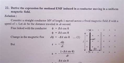 22 Derive The Expression For Motional EMF Induced In A Conductor Moving