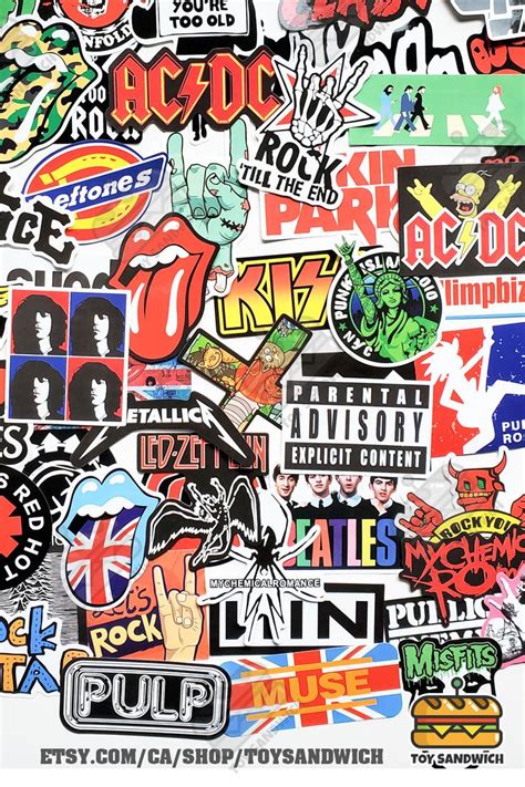 100 Pcs Rock N Roll Stickers Pack Rock N Roll Aesthetic Stickers Rock And Roll Laptop