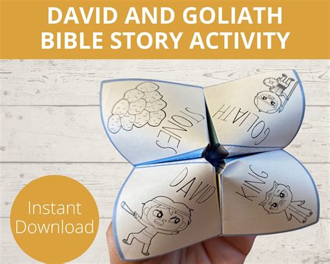 David And Goliath Bible Story Activity Sunday School Craft Etsy