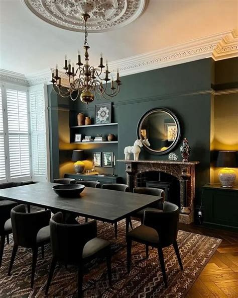 Farrow And Ball Studio Green 93 Paint Wall Dining Room Victorian