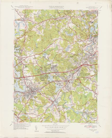 Natick Ma Original Usgs Old Topo Map X Quad Ma