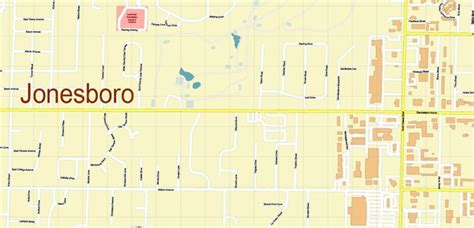 Jonesboro Arkansas US Map Vector Extra High Detailed Road Map Editable