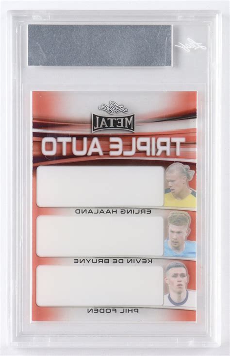 Erling Haaland Kevin De Bruyne Phil Foden 2022 Leaf Metal Triple