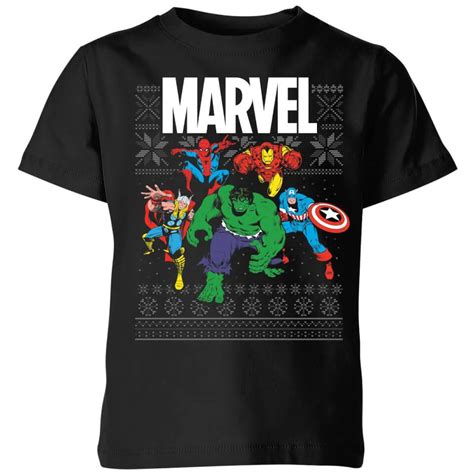 Marvel Avengers Group Kinder T Shirt Zwart Zavvinl