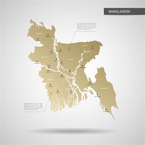 Stylized Vector Bangladesh Map Infographic D Gold Map Illustration