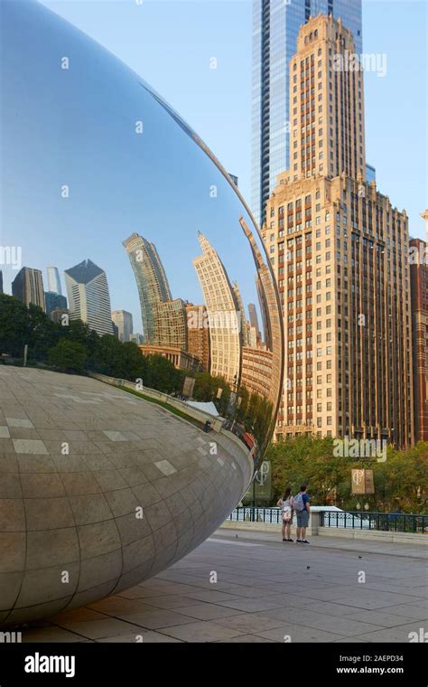 The Sculpture Cloud Gate Also Known As The Bean At Millenium Park