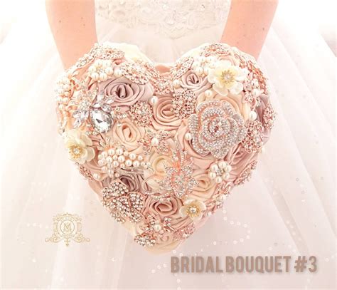 Champagne Rose Gold Brooch Bouquet Ivory Beige Cream Broach Boquet