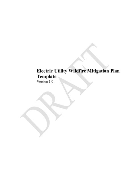 Fillable Online Electric Utility Wildfire Mitigation Plan Template Fax