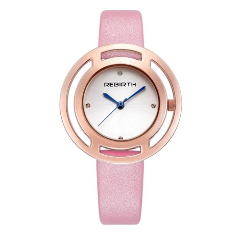 New Rebirth Brand Lady Quartz Watches Women Luxury Ladies Dress Leather