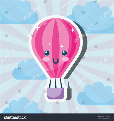 Kawaii Hot Air Balloon Cartoon Weather Stock Vector Royalty Free 1133592929 Shutterstock