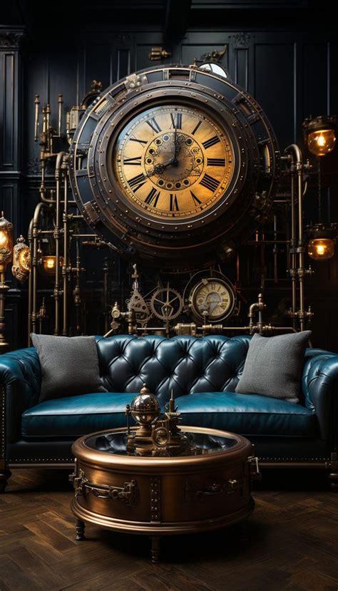 A Modern Steampunk Style Apartment Room | Steampunk interior design ...