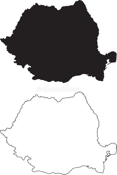 Romania Map Black Silhouette Country Map Isolated On White Background