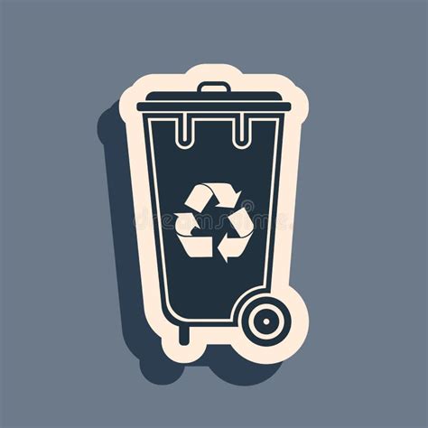 Black Recycle Bin With Recycle Symbol Icon Isolated On Grey Background