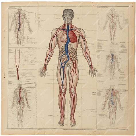 An educational diagram of the human bodys circulatory pathways