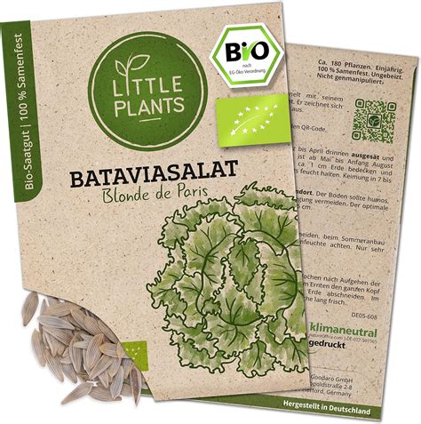 Litte Plants BIO Bataviasalat Samen 180 Salatsamen Hohe Keimrate 100