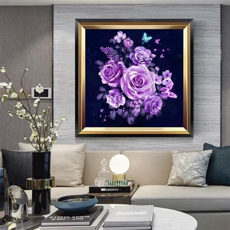 Diamond Painting Volwassenen Paarse Rozen Fotoformaat X Cm