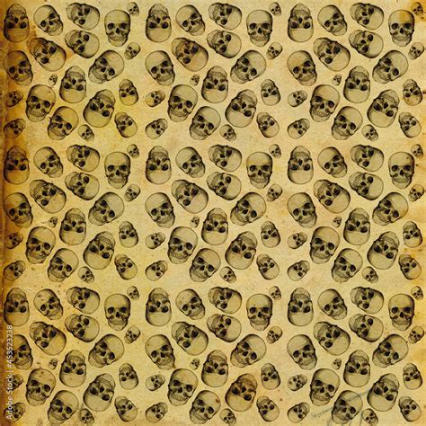 Vintage Kraft Style Spooky Skull Halloween Background Stock ...