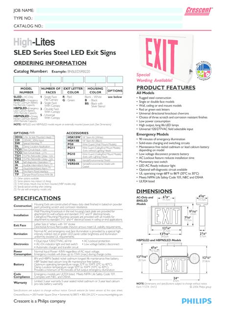 Fillable Online Lightingproducts Philips SLED Series Steel LED Exit