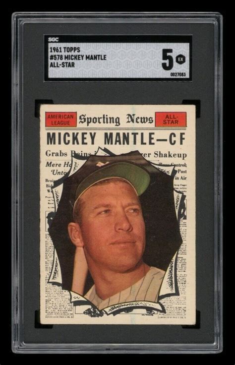 1961 Topps Set Break 578 Mickey Mantle All Star SGC 5 EX EBay