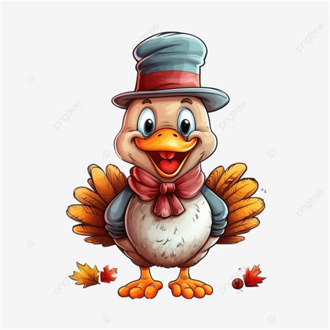 Cute Hand Drawn Thanksgiving Turkey Cartoon Character Turkey Bird