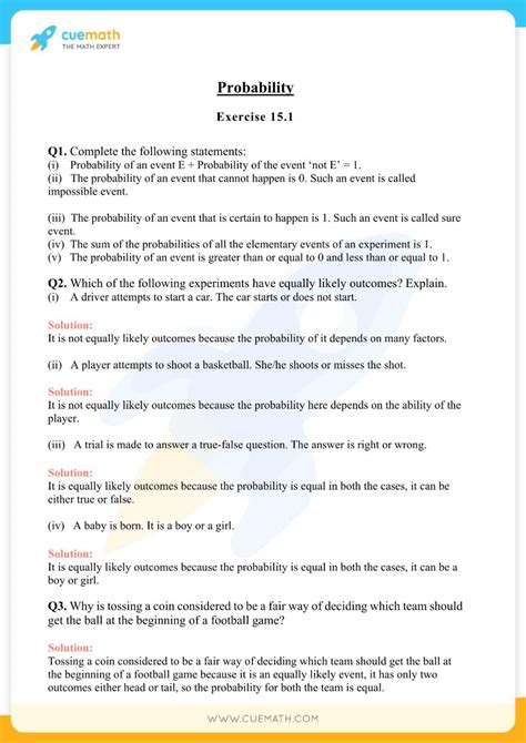 Ncert Solutions Class 10 Maths Chapter 15 Exercise 151 Download Free Pdf