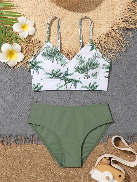 Chicas Bañador bikini con estampado tropical Moda de Mujer SHEIN México
