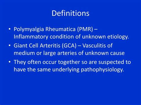 Ppt Polymyalgia Rheumatica And Giant Cell Arteritis Powerpoint