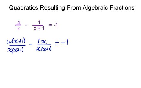 Solving Quadratics From Algebraic Fractions Youtube