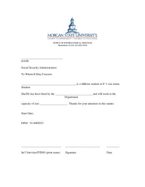 Fillable Online Date Social Security Administration To Whom It May