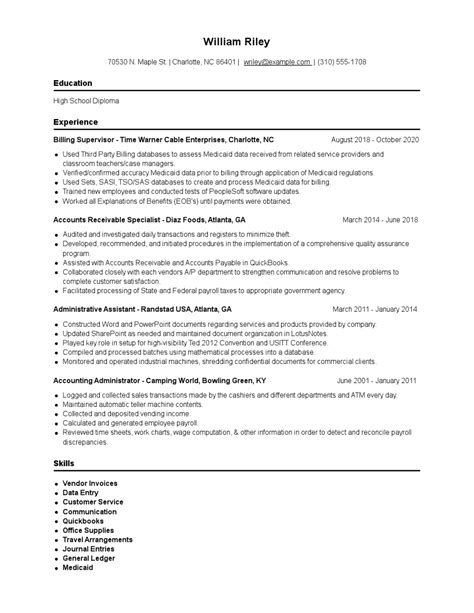 Billing Supervisor Resume Examples And Tips Zippia