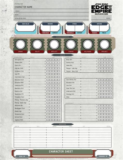 Printable Star Wars Character Sheets