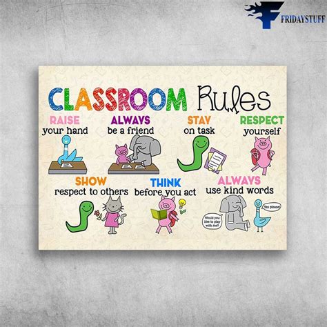 Classroom Rules Back To School And Raise Your Hand Always Be A Friend