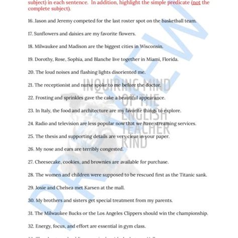 Grammar Practice Worksheet On Subjects And Predicates Classful