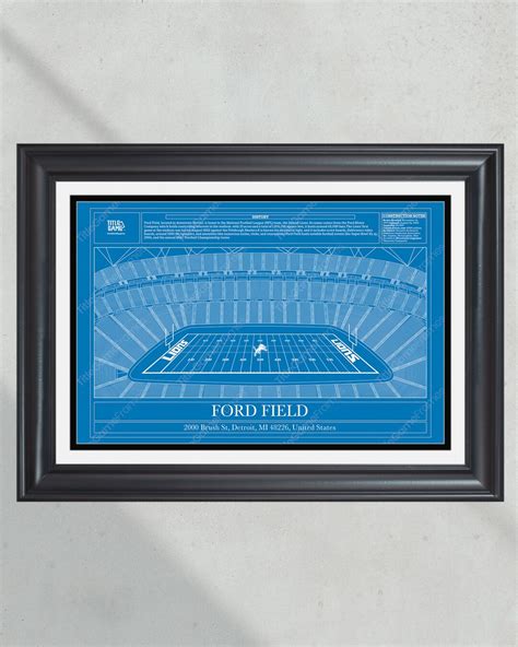 Detroit Lions Ford Field Stadium Blueprint Football Print - Etsy