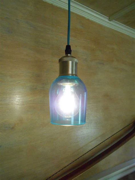 Glass Pendant Ceiling Light With A 4x325 Inch Aqua Glass Shade Etsy