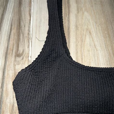 Black Ribbed Bikini Top Brand Monki Size Xs Depop