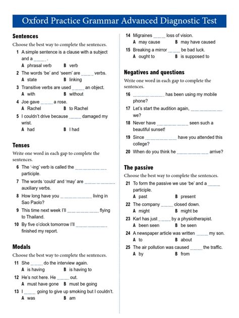 Diagnostic Test Oxford Practice Grammar Adv1 Pdf