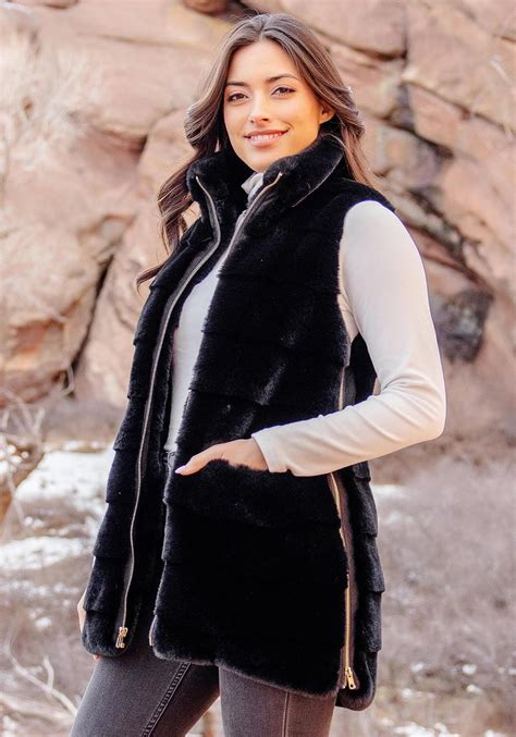 Ultra Knitted Faux Fur Vest Womens Vests