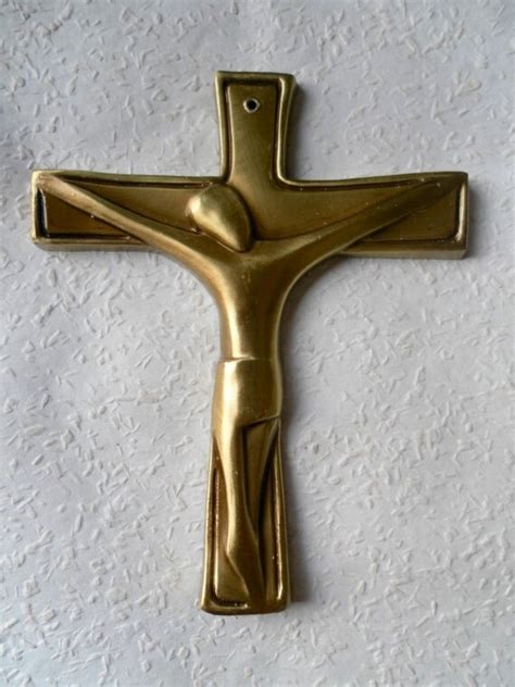 Vintage Solid Brass Crucifix Cross Jesus By Corpuschristiantique