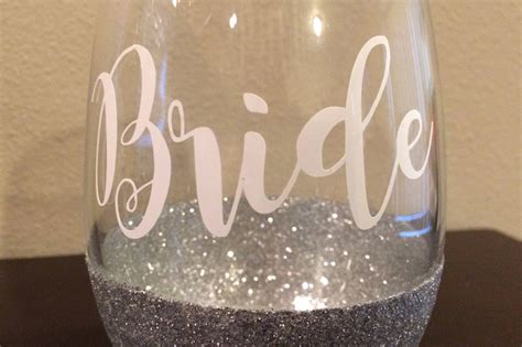 Bride Glittered Stemless Wine Glass Bridal Shower Bridal Etsy