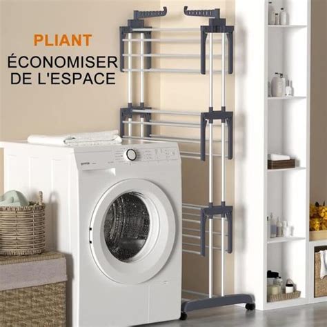 Etendoir Linge 4 Niveaux Grande Sechoir A Linge Pliable Acier