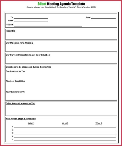 Client Meeting Agenda Template