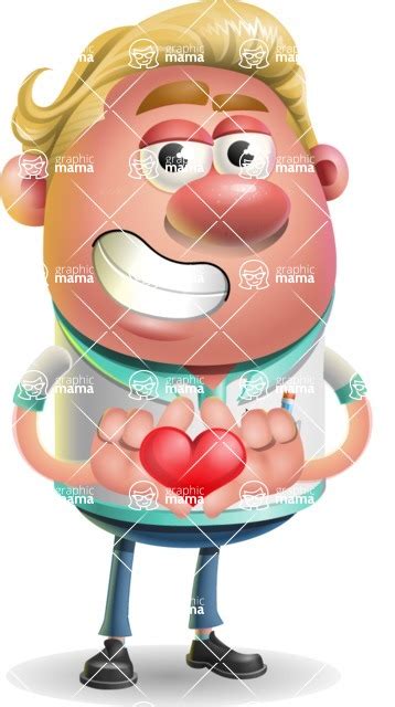 Blonde Hair Man Cartoon Vector 3d Character Show Love Graphicmama