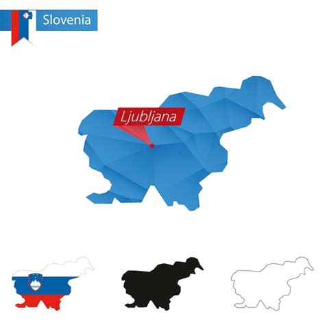 Mapa Low Poly Azul Da Eslov Nia Capital Ljubljana Vetor Premium