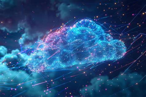 Premium Photo Futuristic Digital Cloud Network Concept