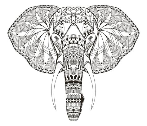 Elephant Head Zentangle Stylized, Vector, Illustration, Freehand Stock ...