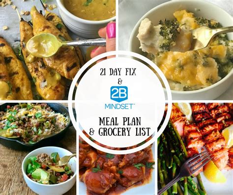 B Mindset Meal Plan And Grocery List Week Day Fix Meal Plan