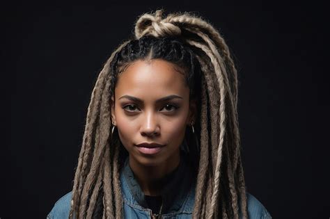 Premium Photo A Woman With Dreadlocks And Dreadlocks Is Shown In Front Of A Black Background